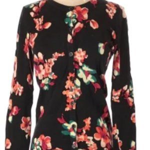 Merona Crew Neck Cardigan | Black Floral